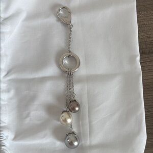 Elegant Silver and Pearl Keychain